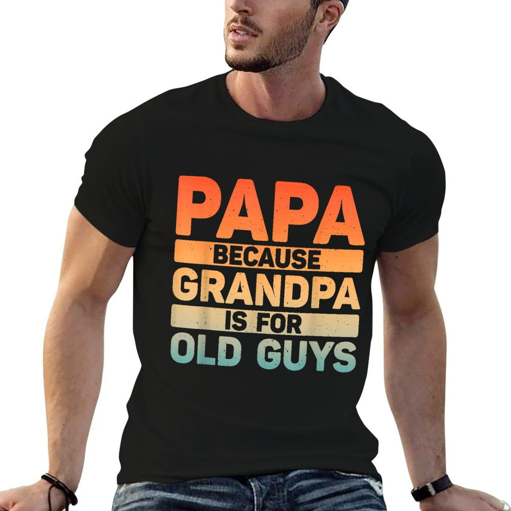 Papa Art For Grandpa Men From Grandkids Fathers Day Papa  Heathered Texture T-Shirt