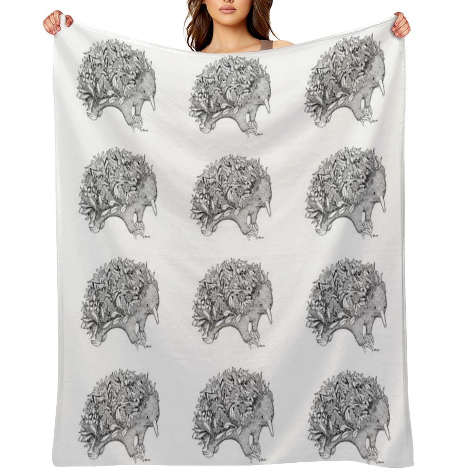 Botanical Echidna Velvety-soft Throw Blanket