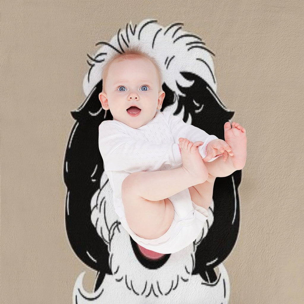 LOVE Black And White Sheepadoodle 1 Easy Care Throw Blanket