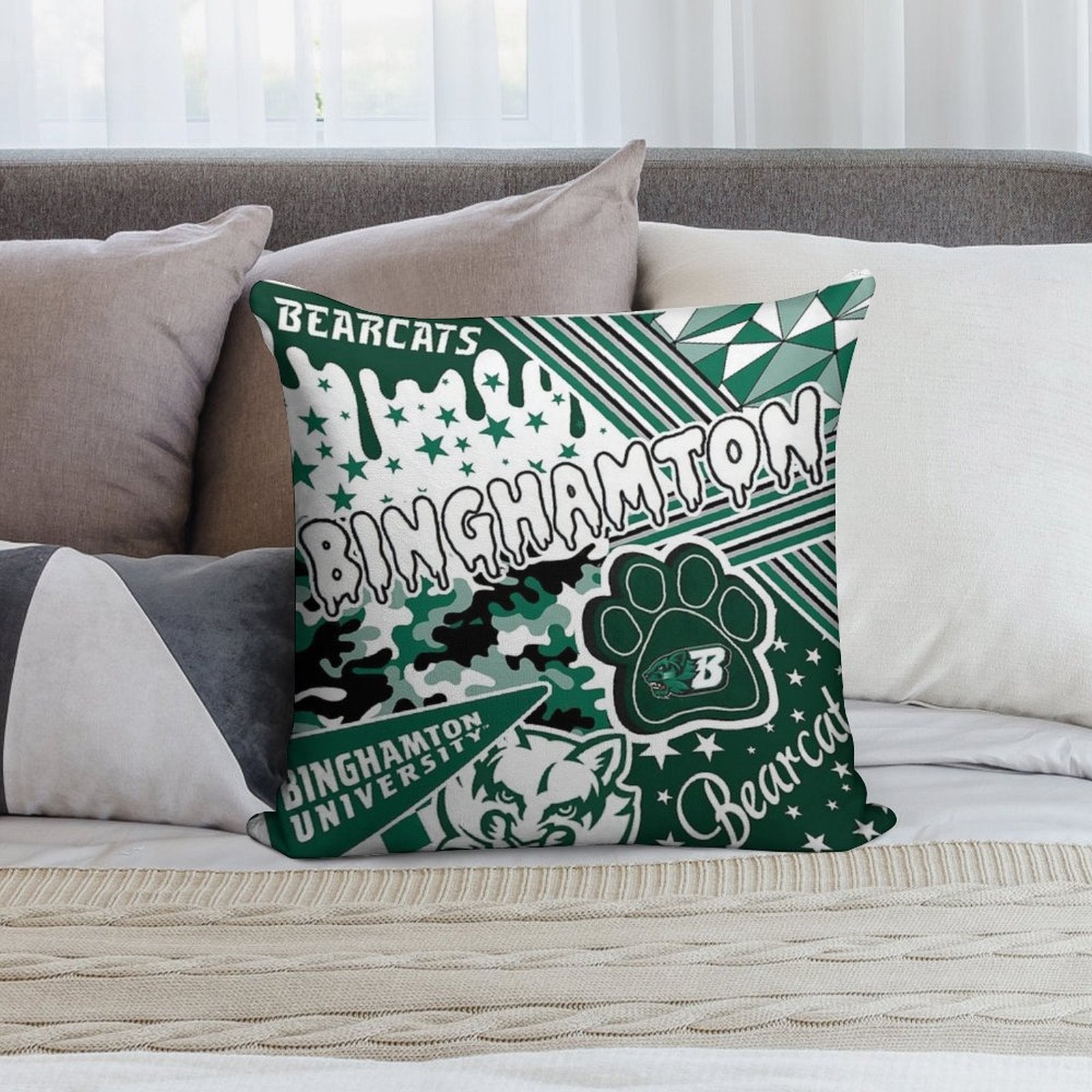 Binghamton University Soft Hidden Zipper Throw Pillow