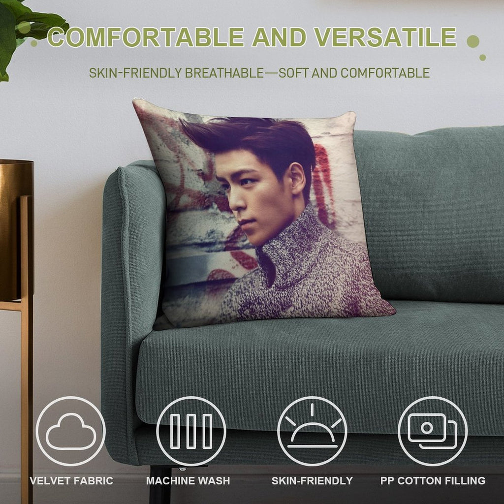 TOP BigBang Kpop Korea Choi Seung Hyun Soft Reinforced Edging Throw Pillow