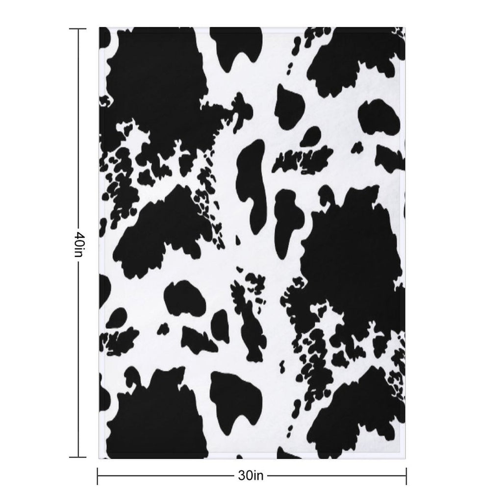 Black And White Cowhide Print Pattern Lightweight Throw Blanket