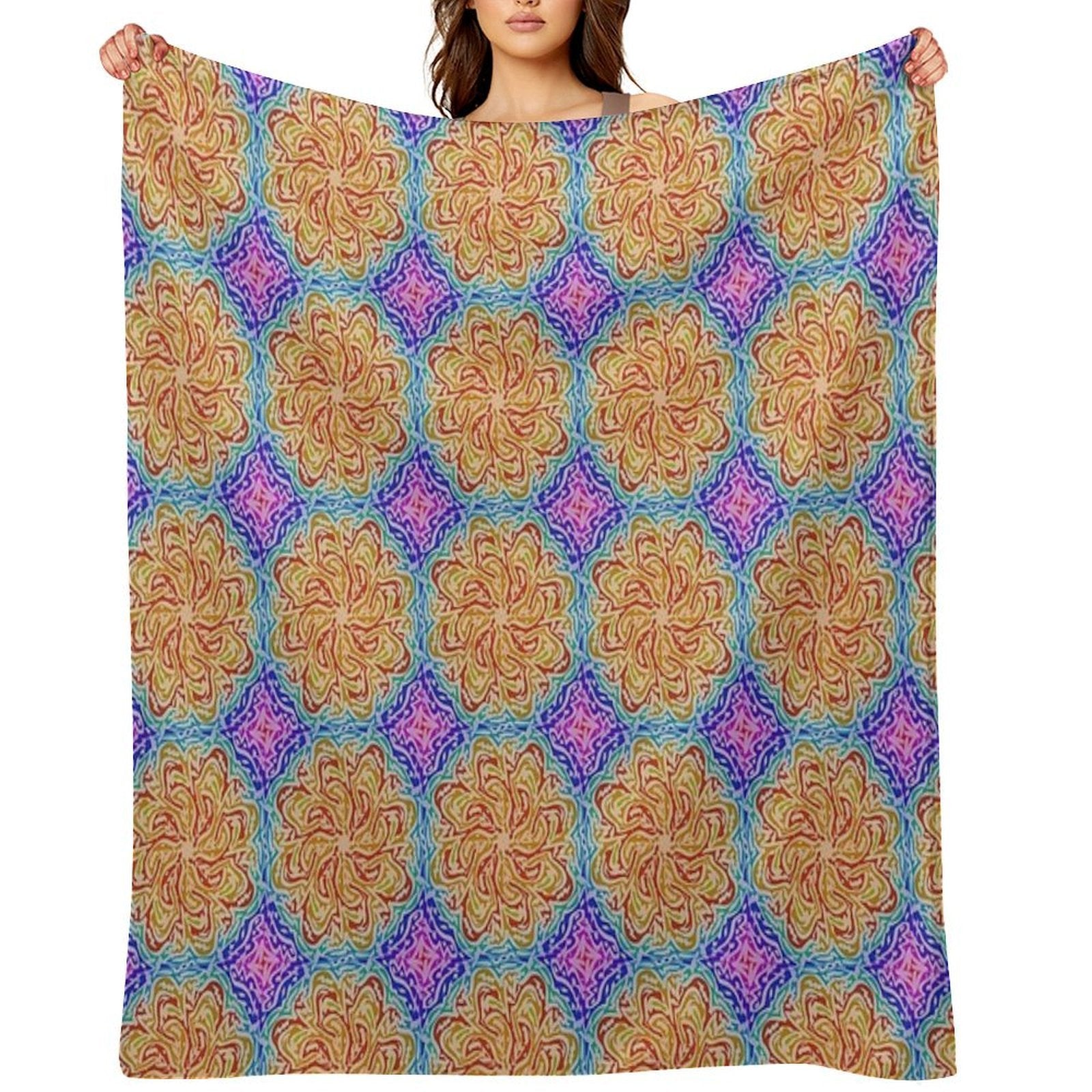 Rainbow Mandela Easy Care Throw Blanket