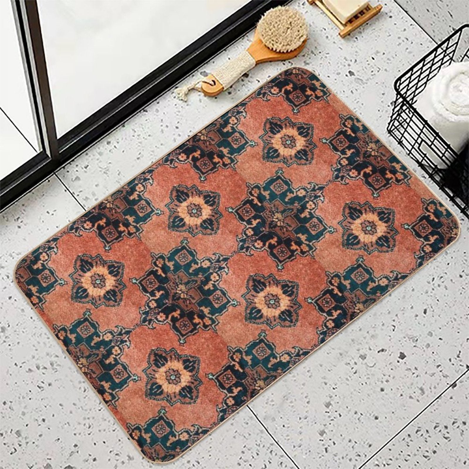 Oriental Turkish Antique Vintage Kilim Rug  Non-Slip Bath Mat