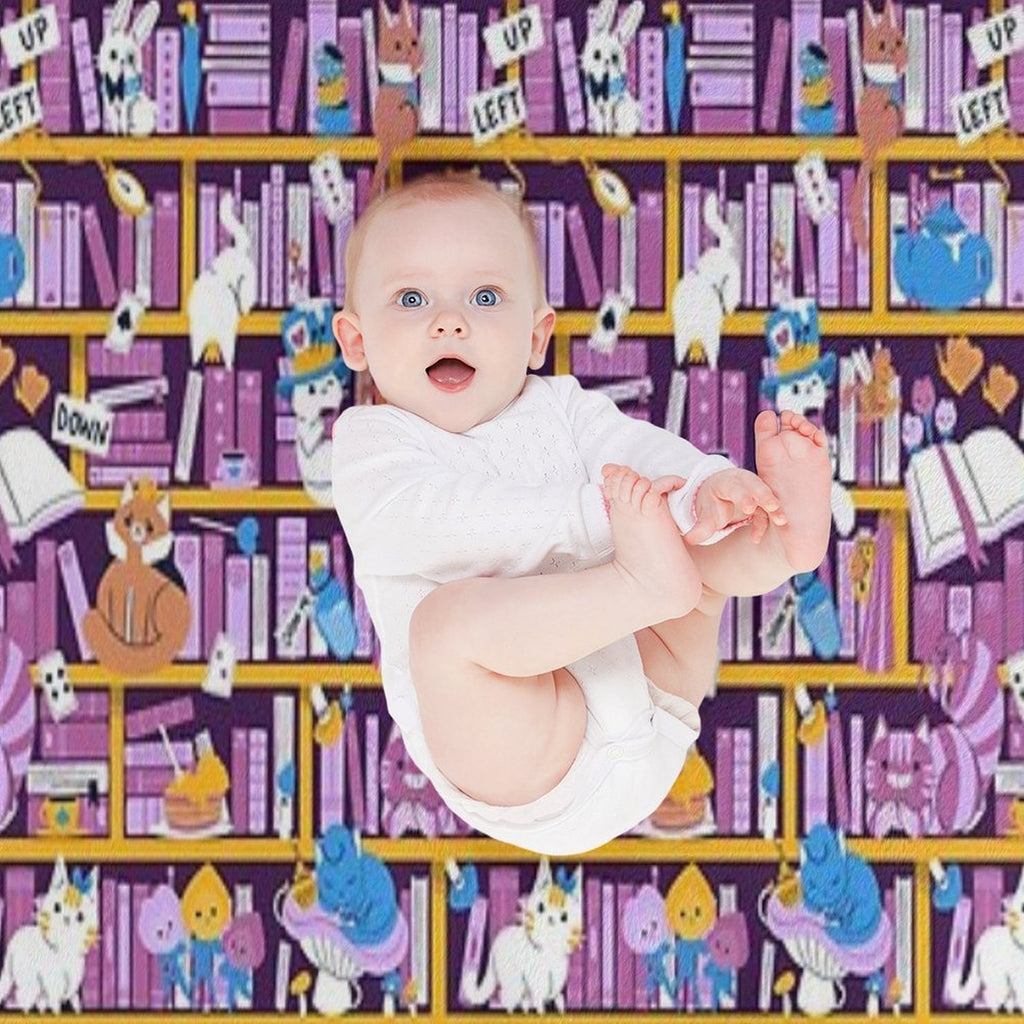 Library in Wonderland Sustainable Throw Blanket