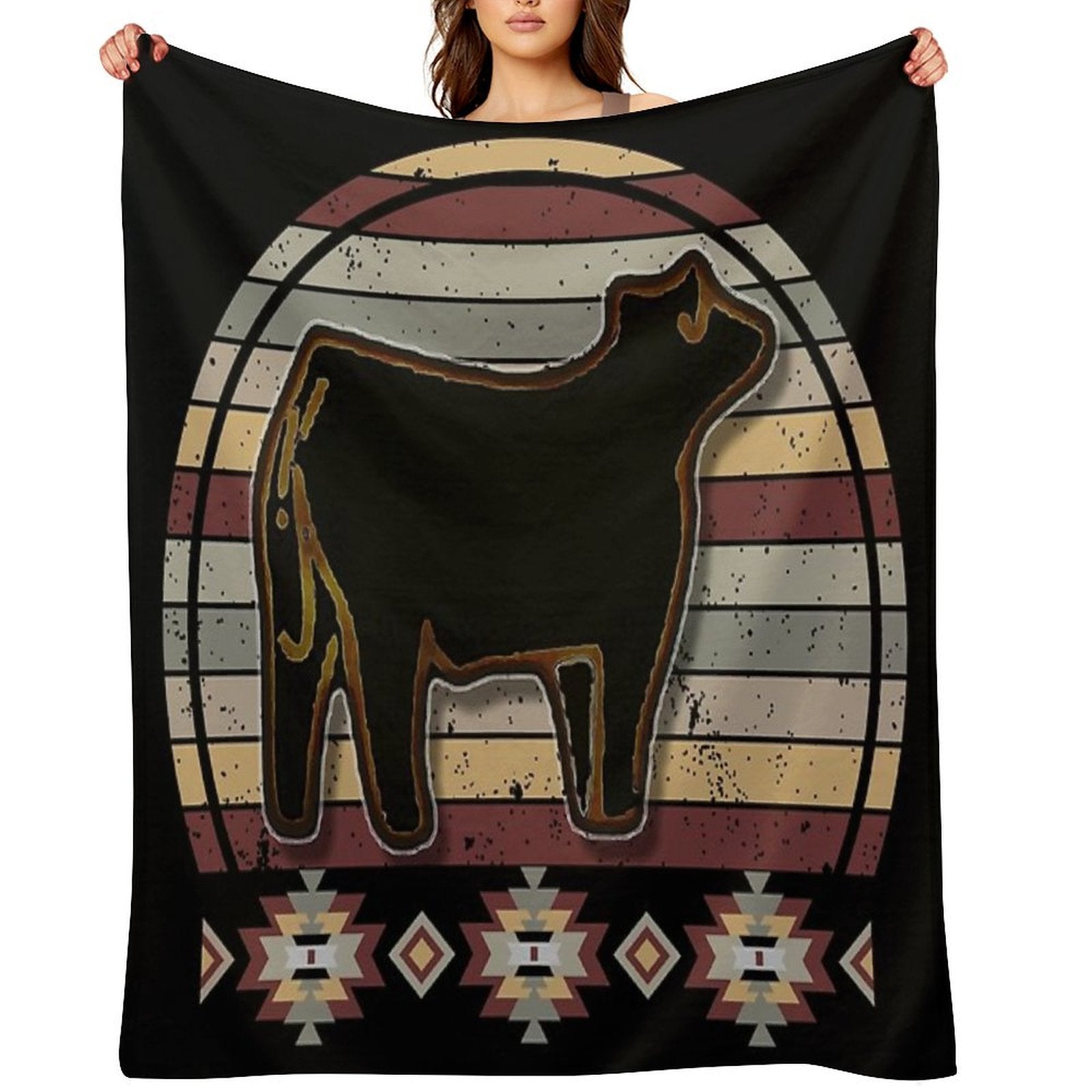 Livestock Show Steers - Market Steer Anti-pilling Throw Blanket