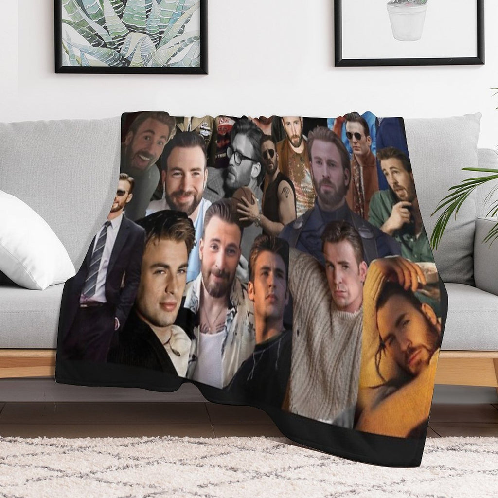 Chris Evans Collage Machine-washable Throw Blanket