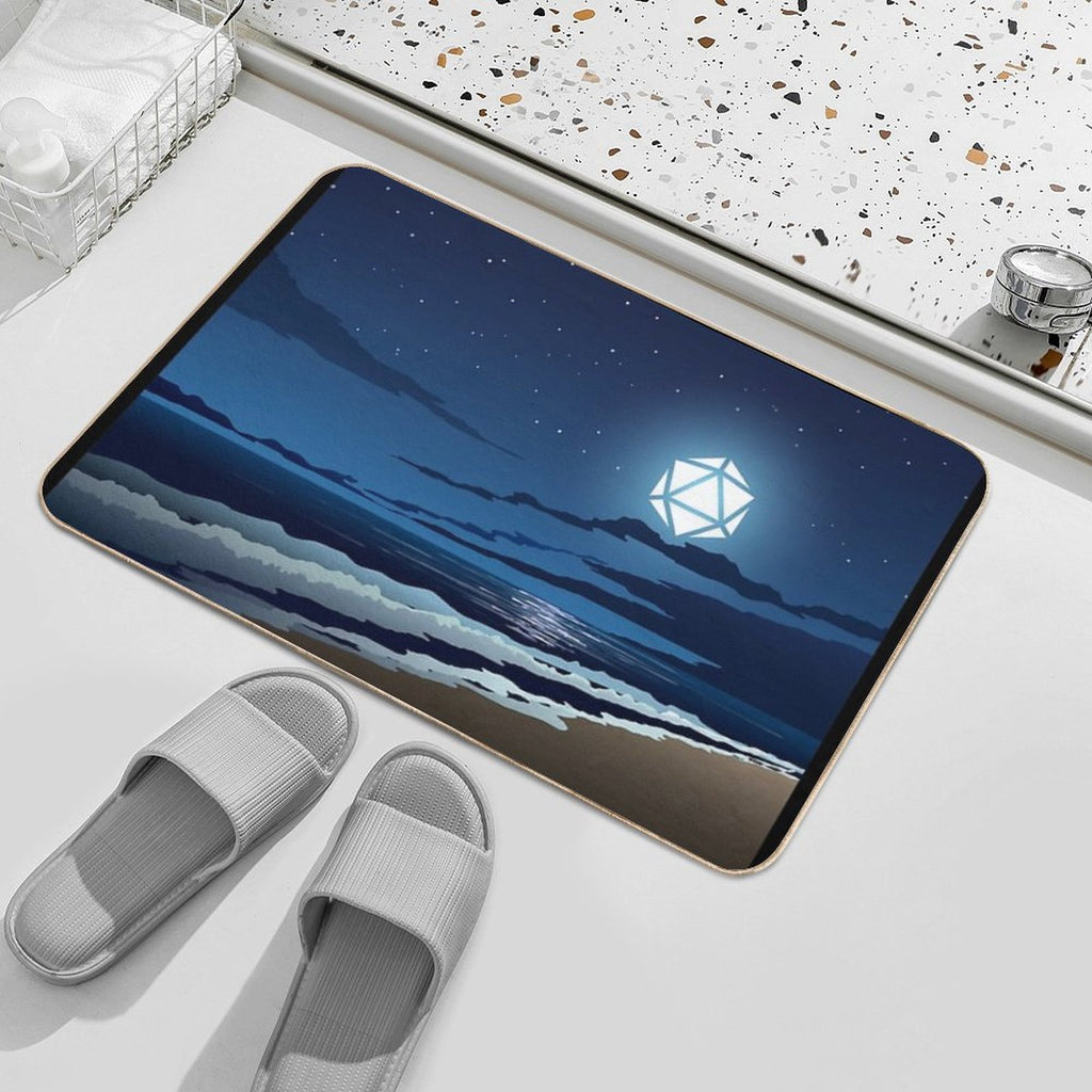 Beach Full Moon D20 Dice RPG Night Roleplaying Landscapes  Easy Maintenance Bath Mat