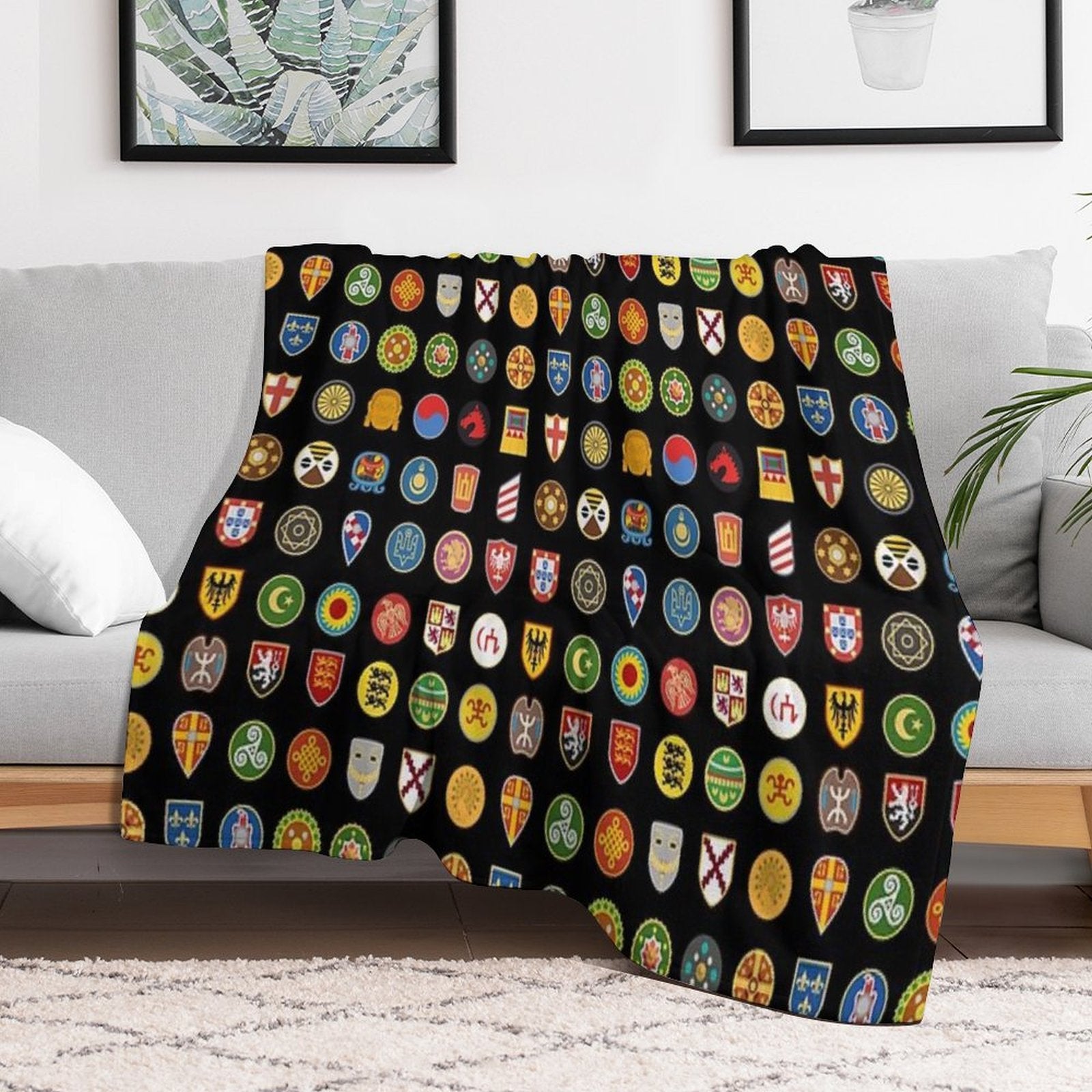 Civilizations Emblems Shrink-resistant Throw Blanket