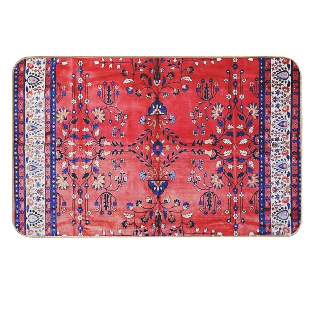Antique Tabriz Persian Rug Print With Red Field  Pet-Safe Bath Mat