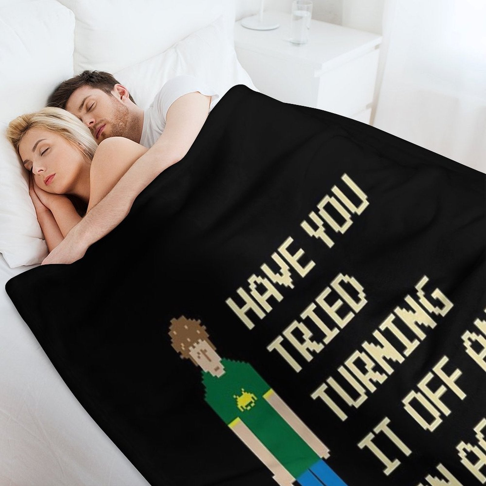 Have You Tried Turning It Off And On Again – Funny IT Crowd Geek. Wrinkle-free Throw Blanket