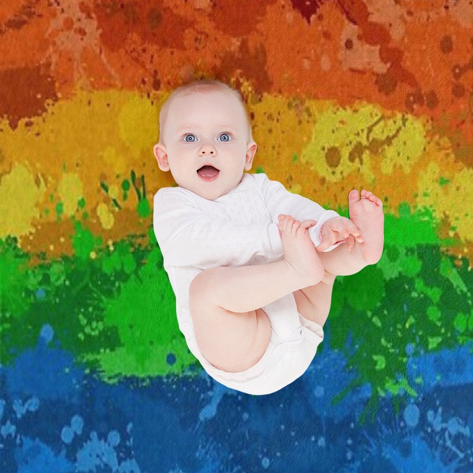 Abstract Paint Splatter LGBTQ Pride Rainbow Flag Background Velvety-soft Throw Blanket