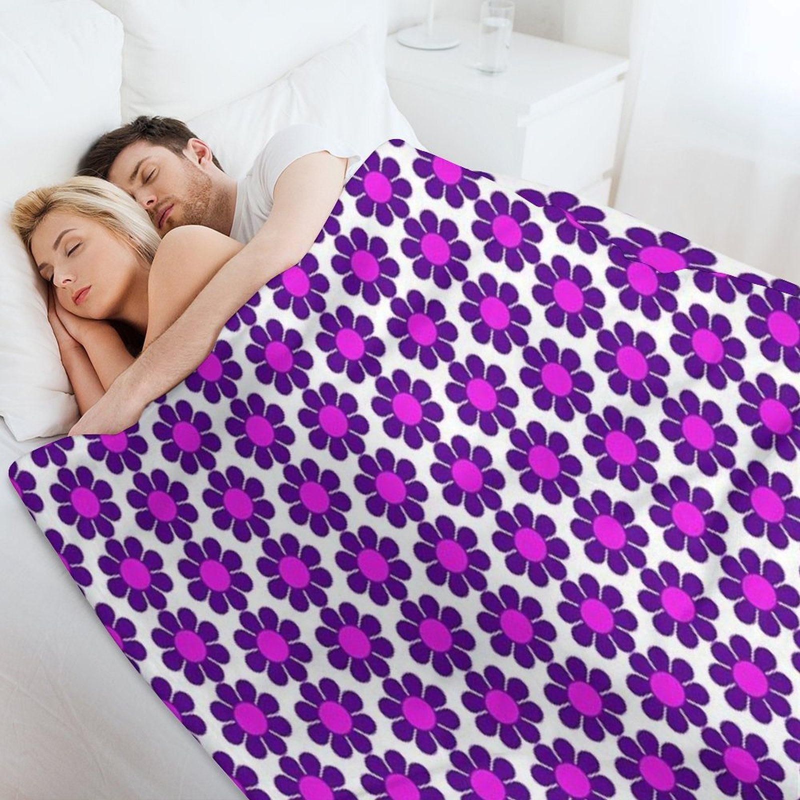 Purple Pink Hippy Flower Daisy Velvety-soft Throw Blanket