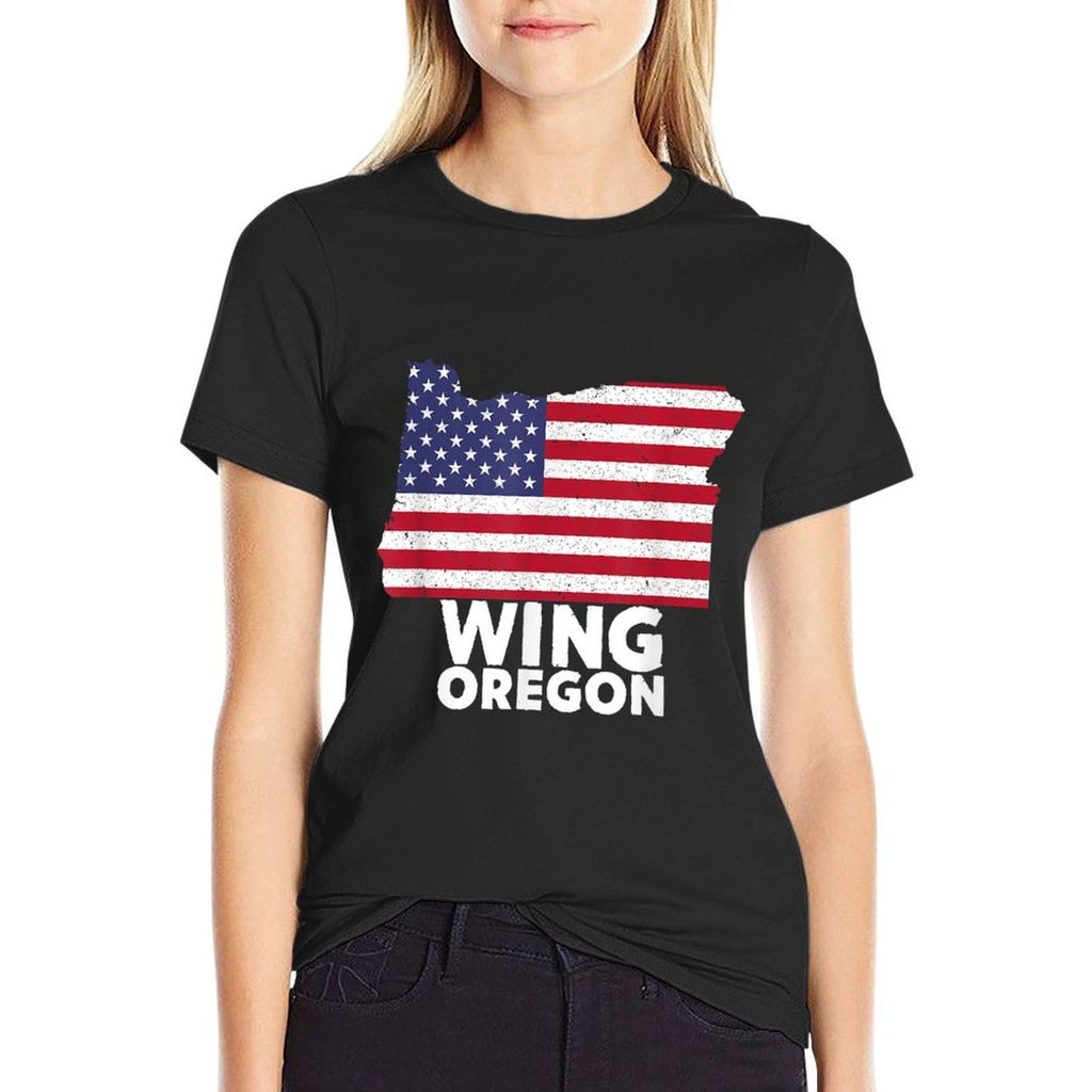 Distressed Patriotic USA Wing, Oregon  Eco-friendly Material T-Shirt