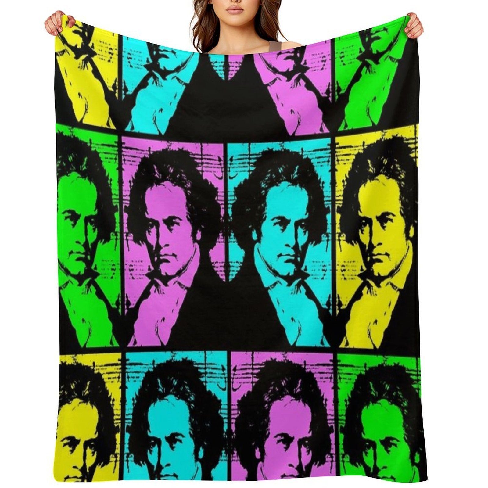 Pop Art Beethoven Travel-friendly Throw Blanket