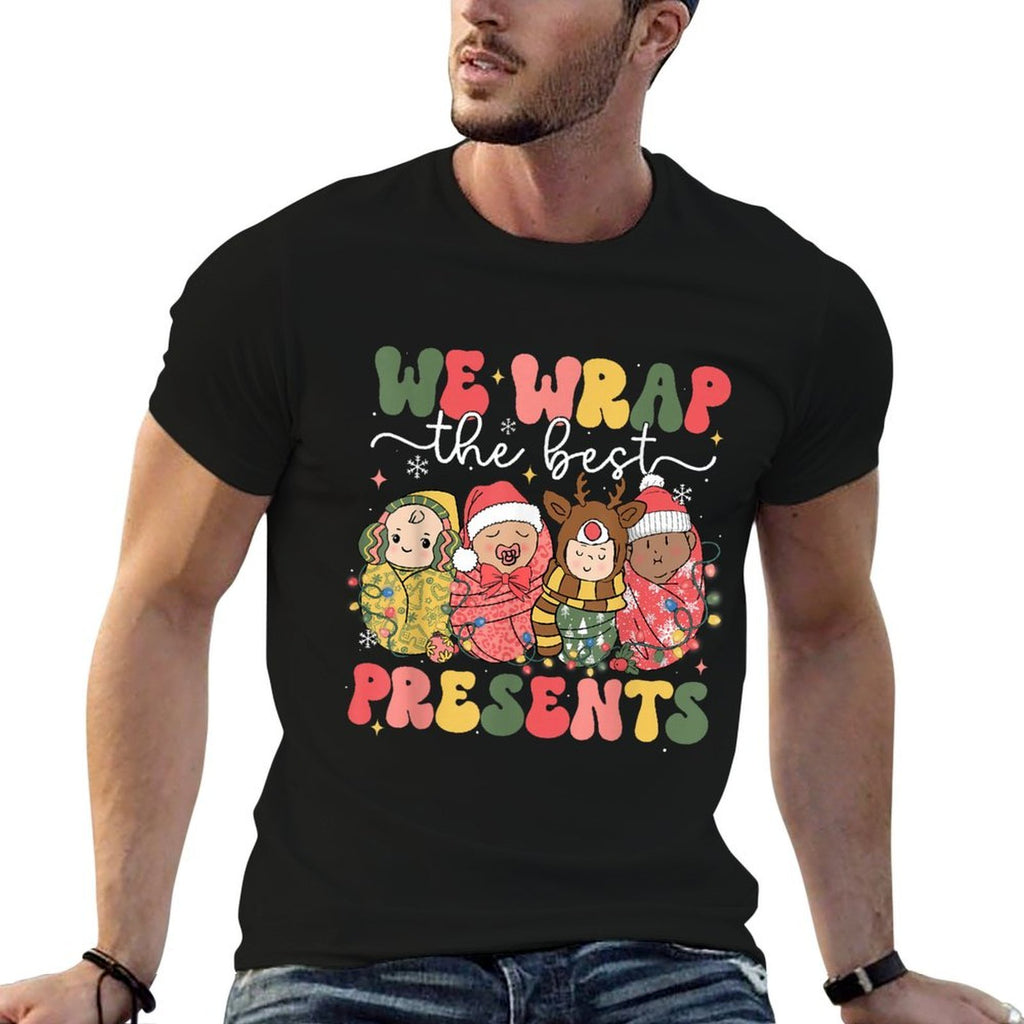 Christmas Labor  Delivery Nurse Lat - Unisex Adults, Black, Small,, Cotton Blend, Crew Neck, Themed Novelty, Holiday, LD Nurse,  Affordable Price T-Shirt