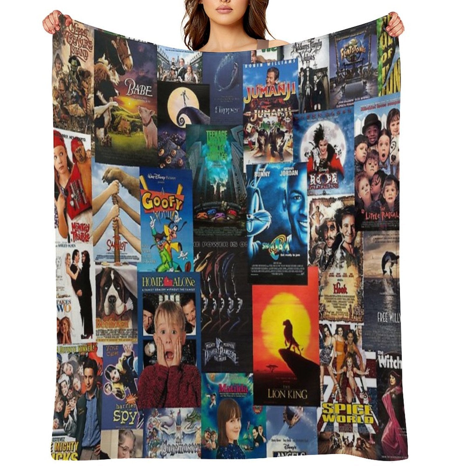 90s Childhood Movie Posters Easy Care Throw Blanket