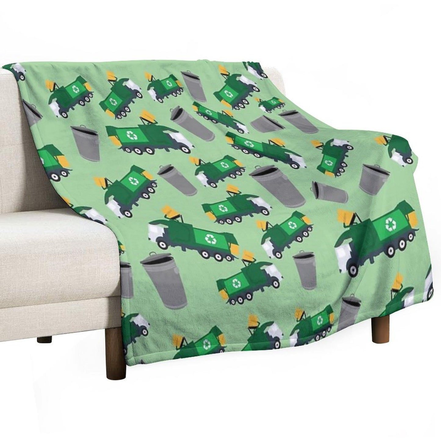 Recycling Garbage Truck Pattern Durable Throw Blanket