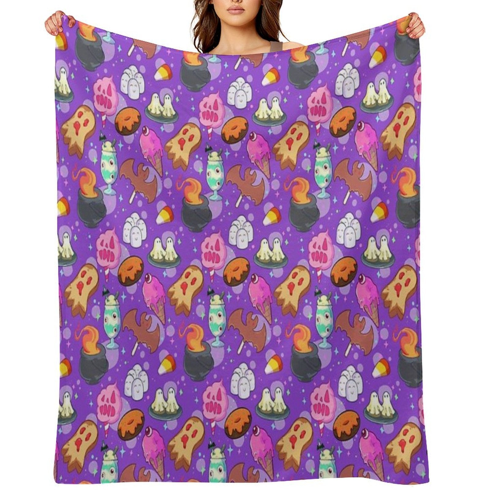 Nostalgic Spooky Food Lightweight Throw Blanket
