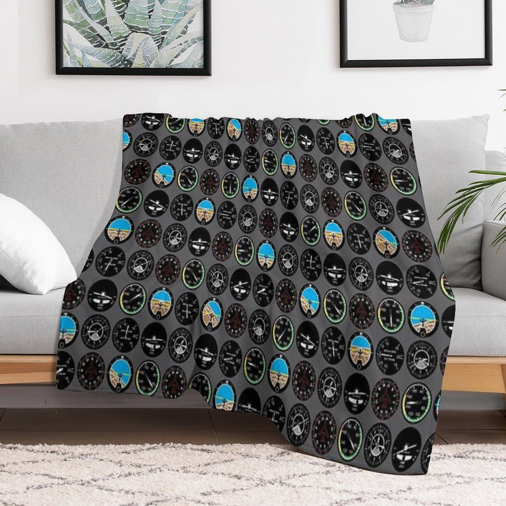 Flight Instruments Anti-pilling Throw Blanket