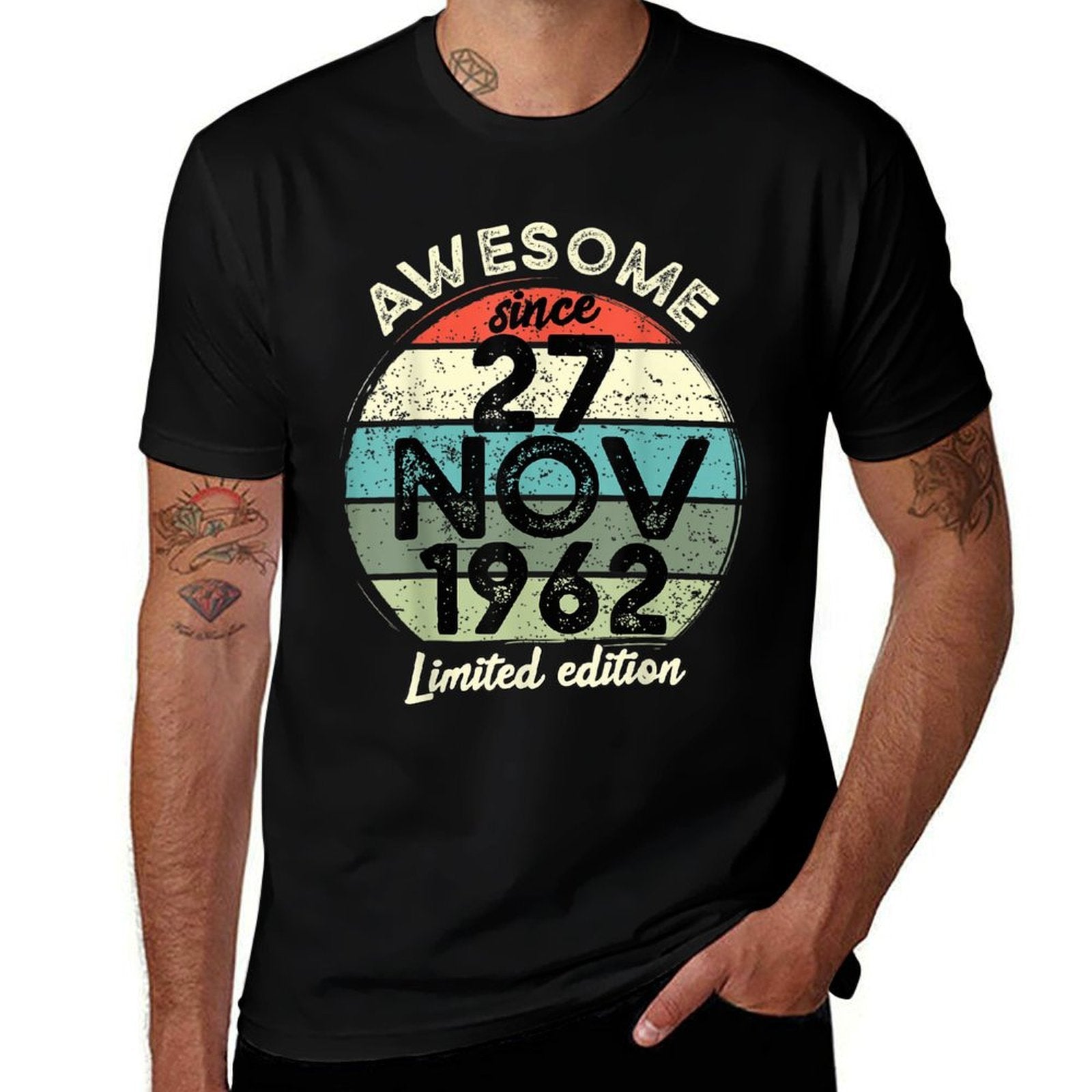 60 Year Old Birthday 27 November 1962 60th Birthday  Vintage-inspired T-Shirt