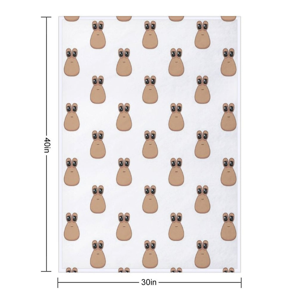 Sad Cute Little Cursed Pou Easy Care Throw Blanket