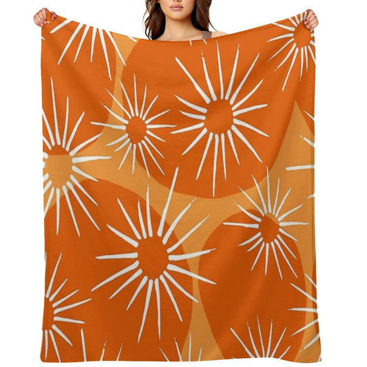 Mid-Century Modern 1950's Orange Sunburst Pattern Velvety-soft Throw Blanket