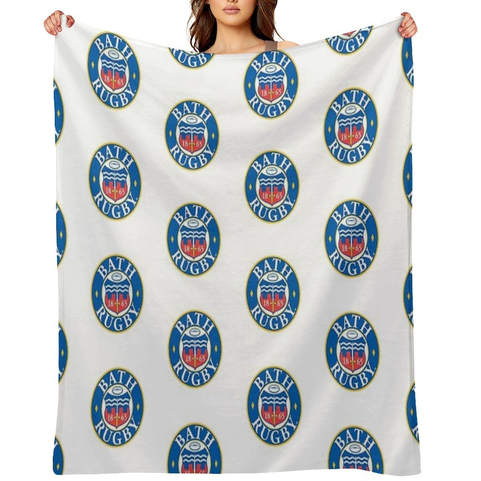 Bath Rugby Plush Throw Blanket