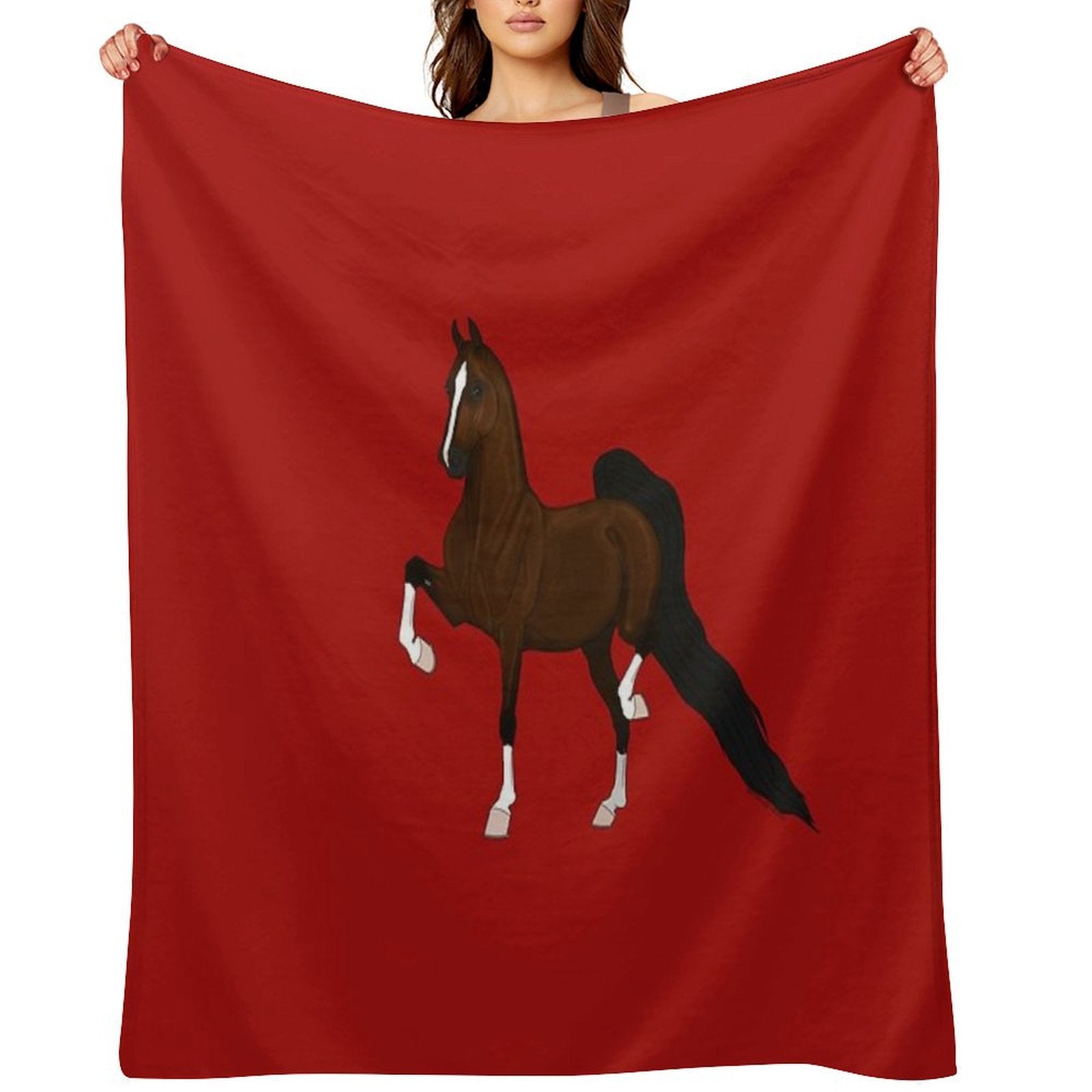 Bay American Saddlebred Horse Compact Throw Blanket