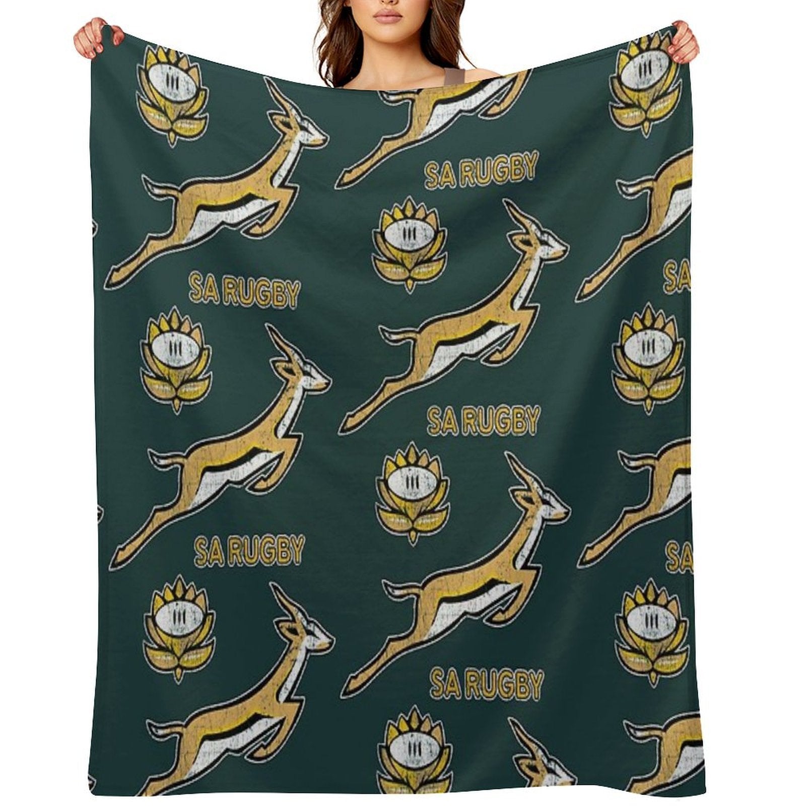 SA Rugby - Vintage Springbok Logo Eco-conscious Throw Blanket