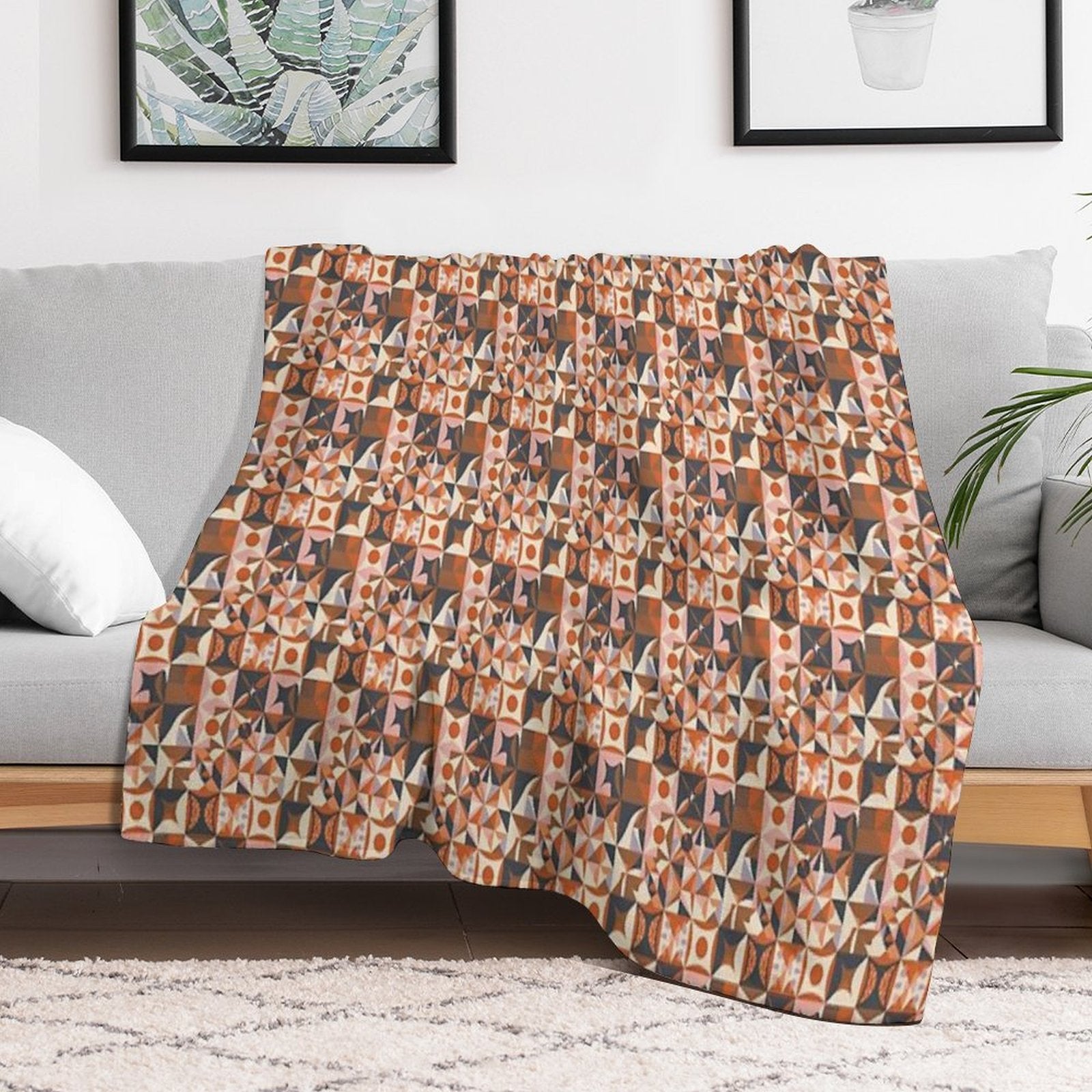 Muted Autumn  Soft Autumn Pattern, Skin-tone Matching, Personal Color Analysis, PCA, Geometric Abstract Quick-dry Throw Blanket