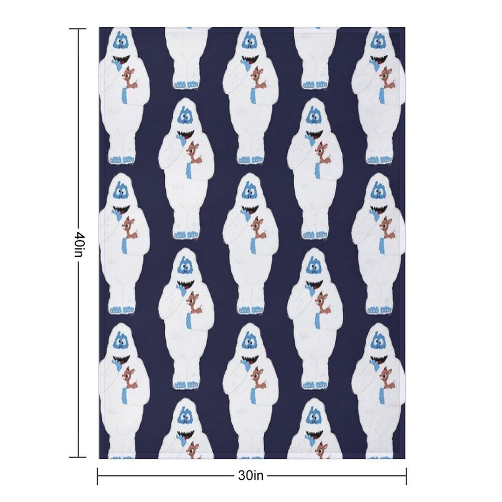 Classic Christmas Abominable Snowman with Rudolph © GraphicLoveShop Eco-conscious Throw Blanket