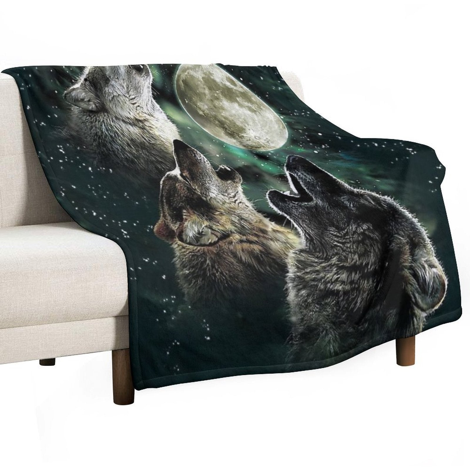 The Howling Wolf at The Moon And Galaxy Stars Lightweight Throw Blanket