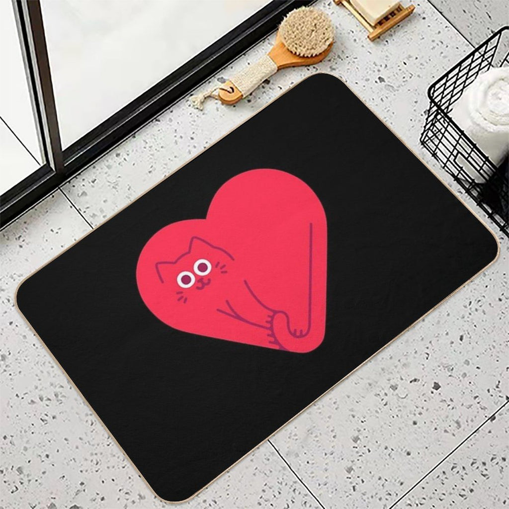 Cute Cat Heart  Eco-Friendly Bath Mat