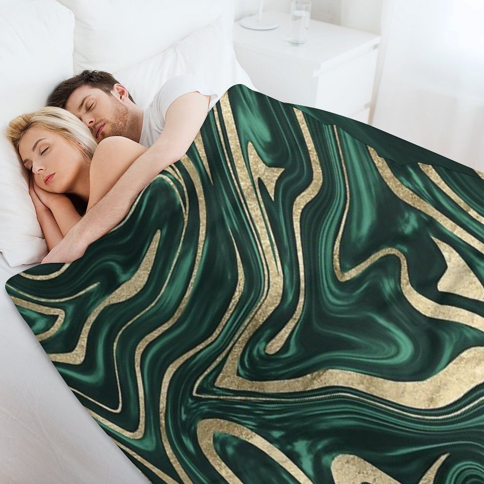 Emerald Green Black Gold Marble #1 #decor #art Shrink-resistant Throw Blanket