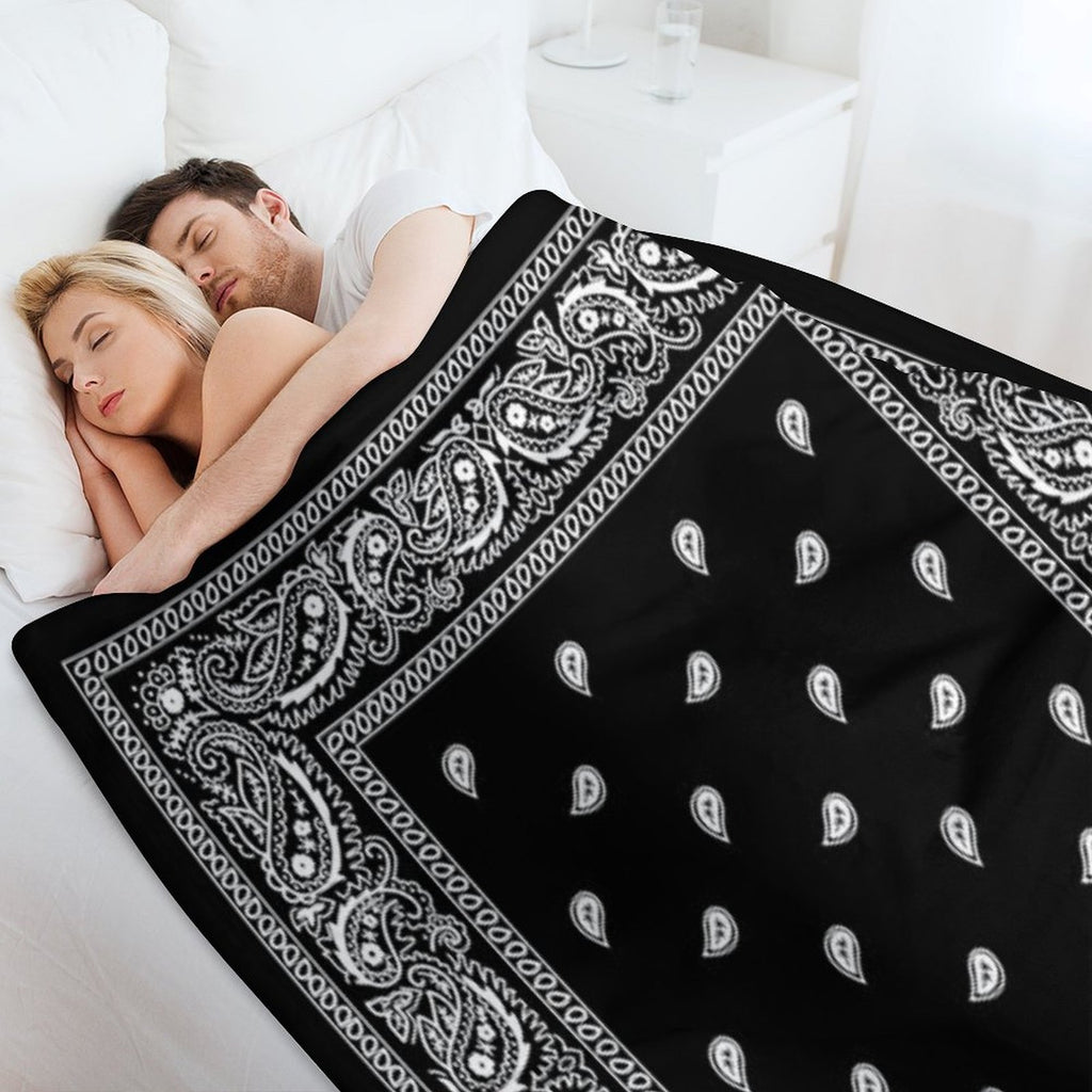 Bandana Black Velvety-soft Throw Blanket