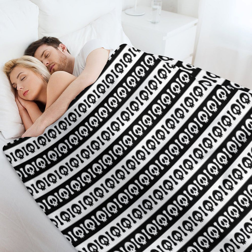 Skeleton Stripes - Black And White Easy Care Throw Blanket