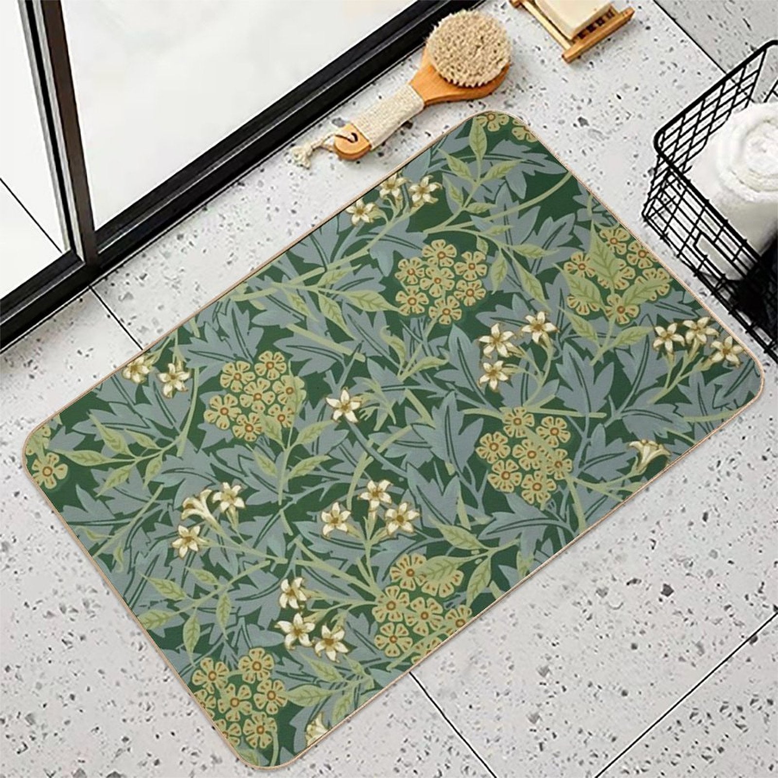 Jasmine by William Morris  Slip-Resistant Bath Mat