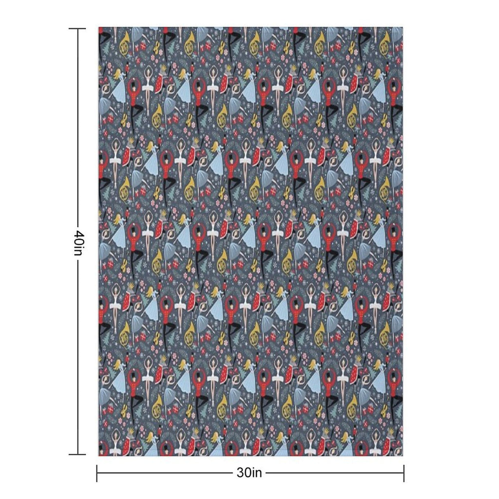 Clara's Nutcracker Ballet Repeat by Robin Pickens Sustainable Throw Blanket
