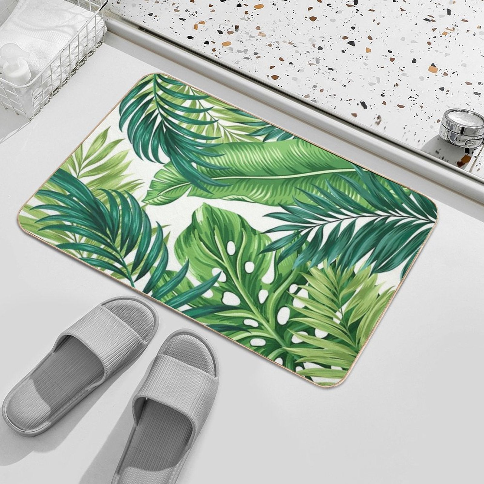 Green Tropical Leaves  Versatile Bath Mat