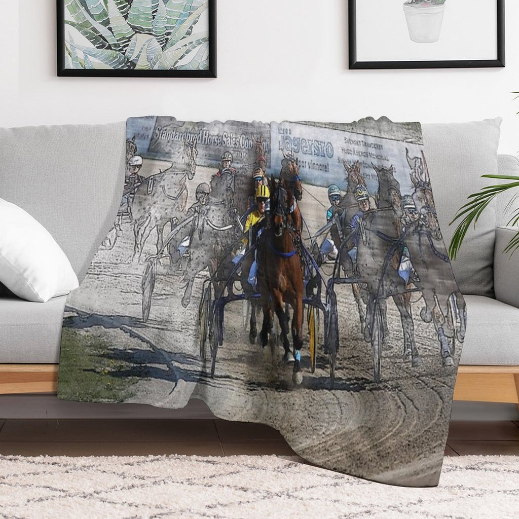Harness Horse Cart Racing - Pencil, Original Compact Throw Blanket