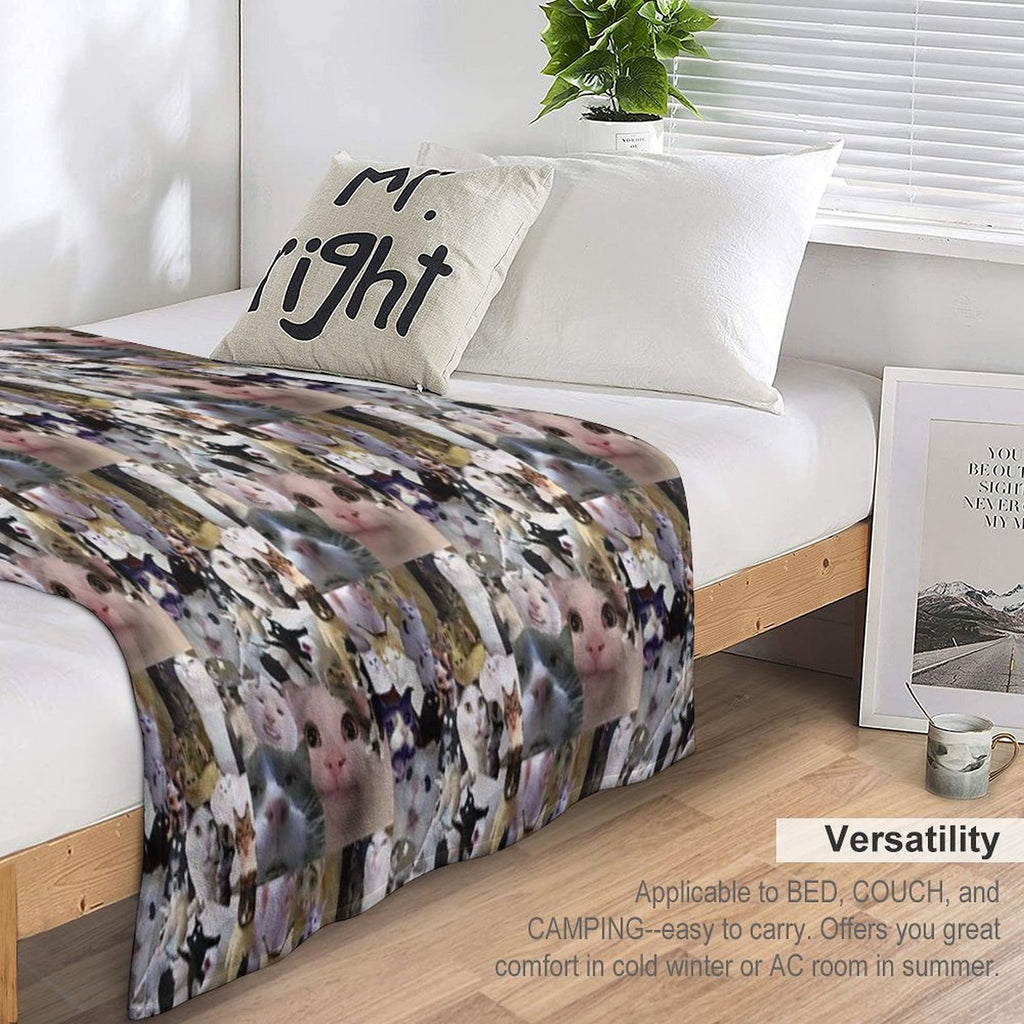 Cursed Cat Collage Compact Throw Blanket