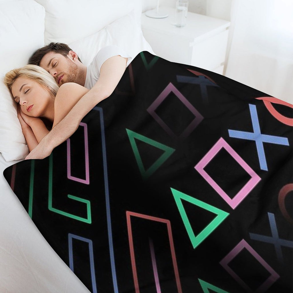Digital Classic Gamer Icons Pop Art Sustainable Throw Blanket