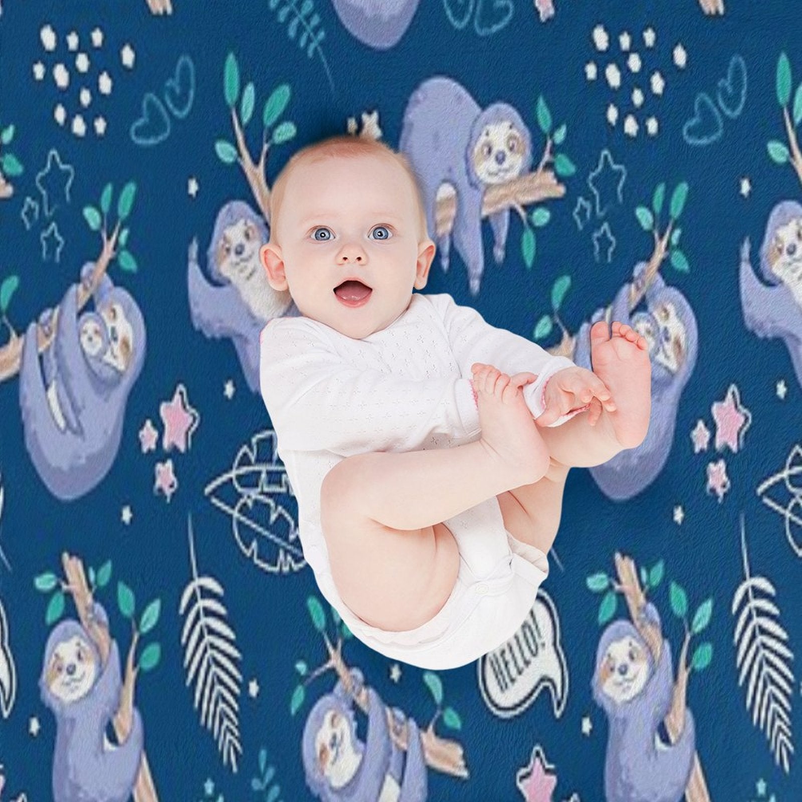 Sloths Tropical Elements Cute Pattern All-season Throw Blanket