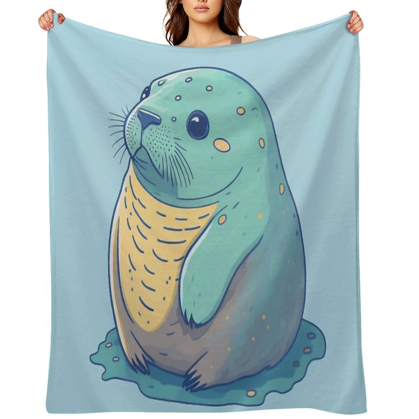 Adorable Fat Baby Seal - Playful Seal Design for Seal Lovers Easy Care Throw Blanket