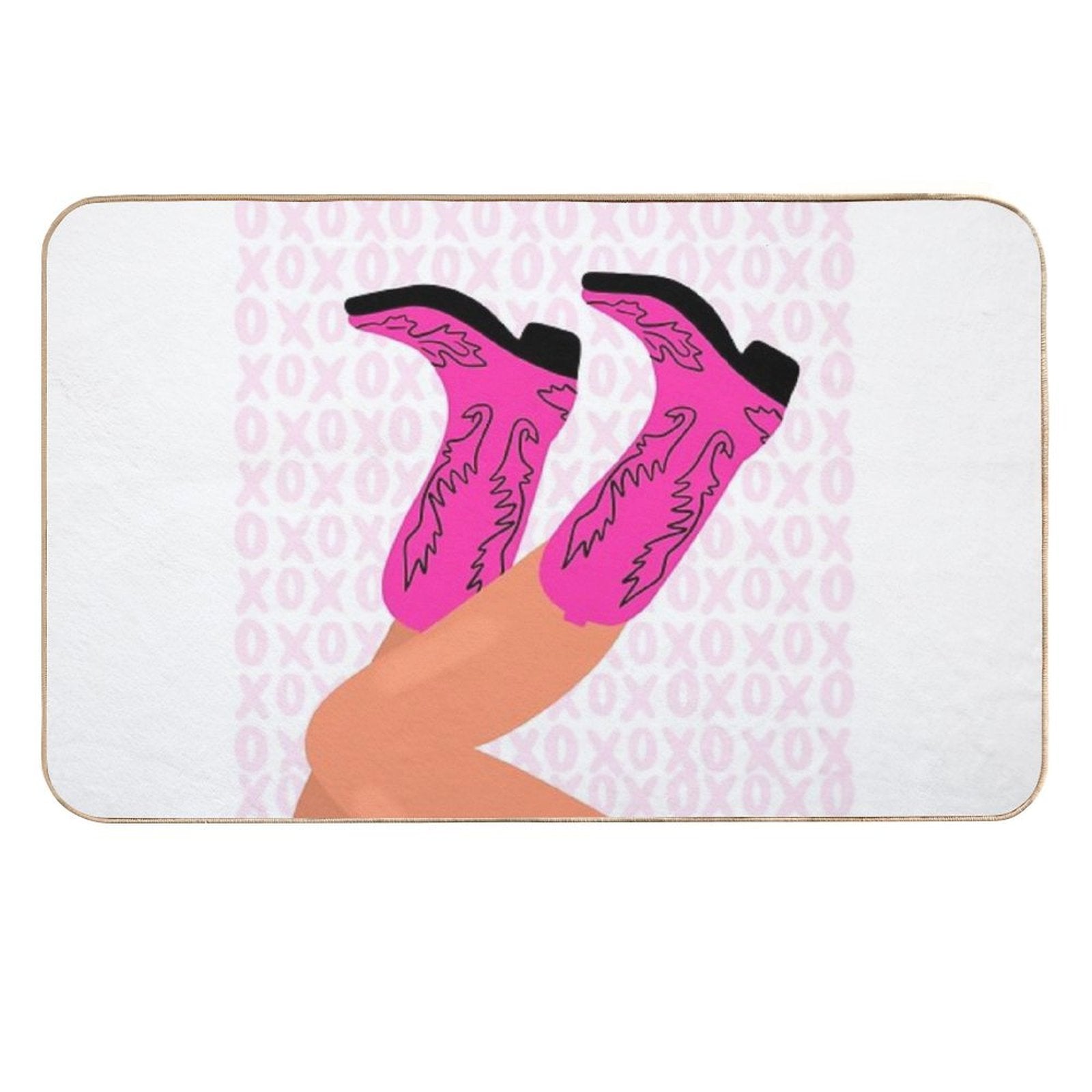 XOXO Pink Cowboy Boots  Dirt-Trapping Bath Mat