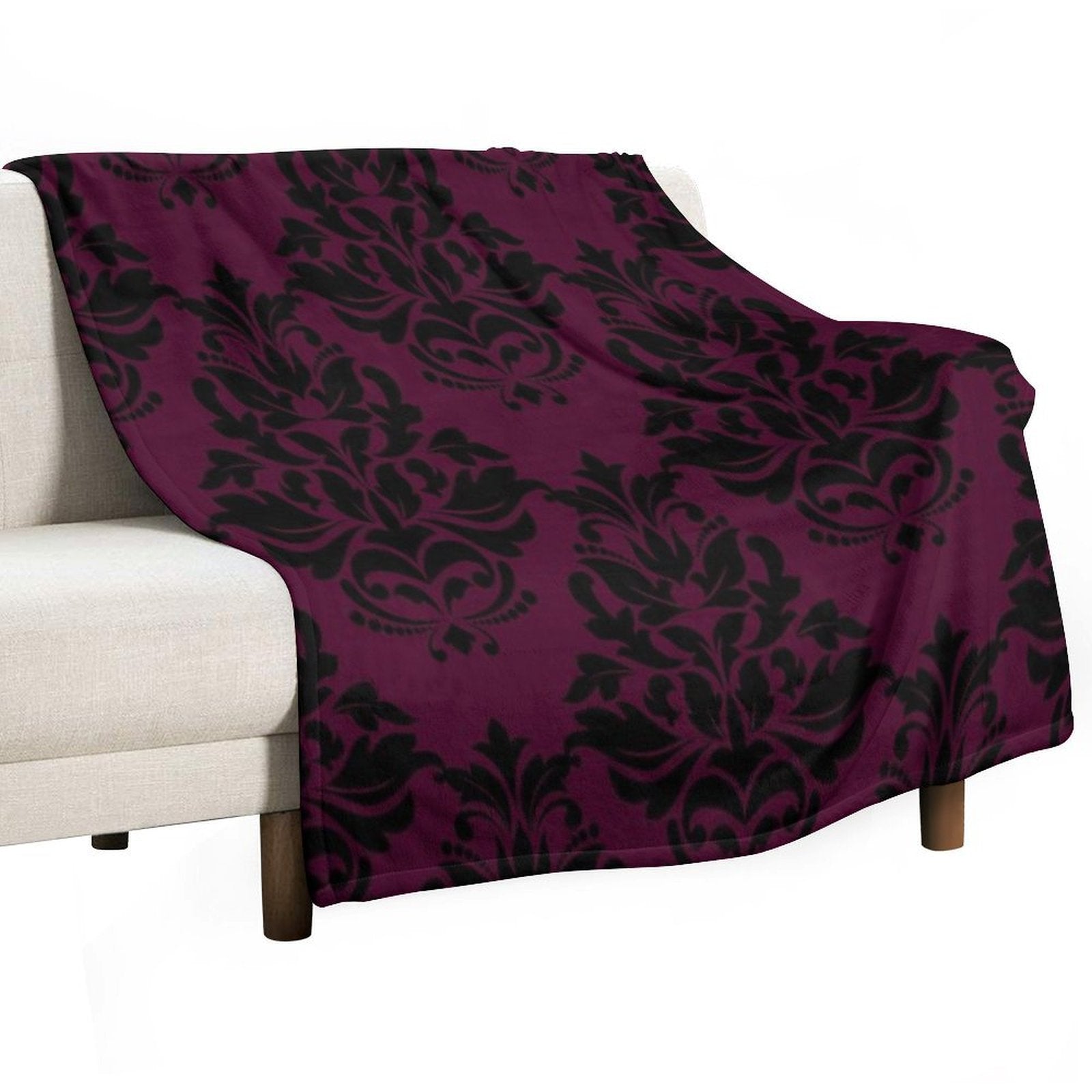 Large Plum Damask 1 Eco-conscious Throw Blanket