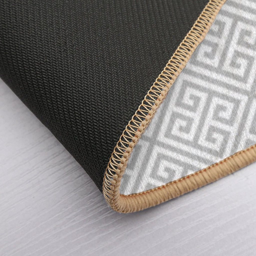 Greek Key Silver Gray And White Diagonal Pattern  Rapid-Drying Bath Mat
