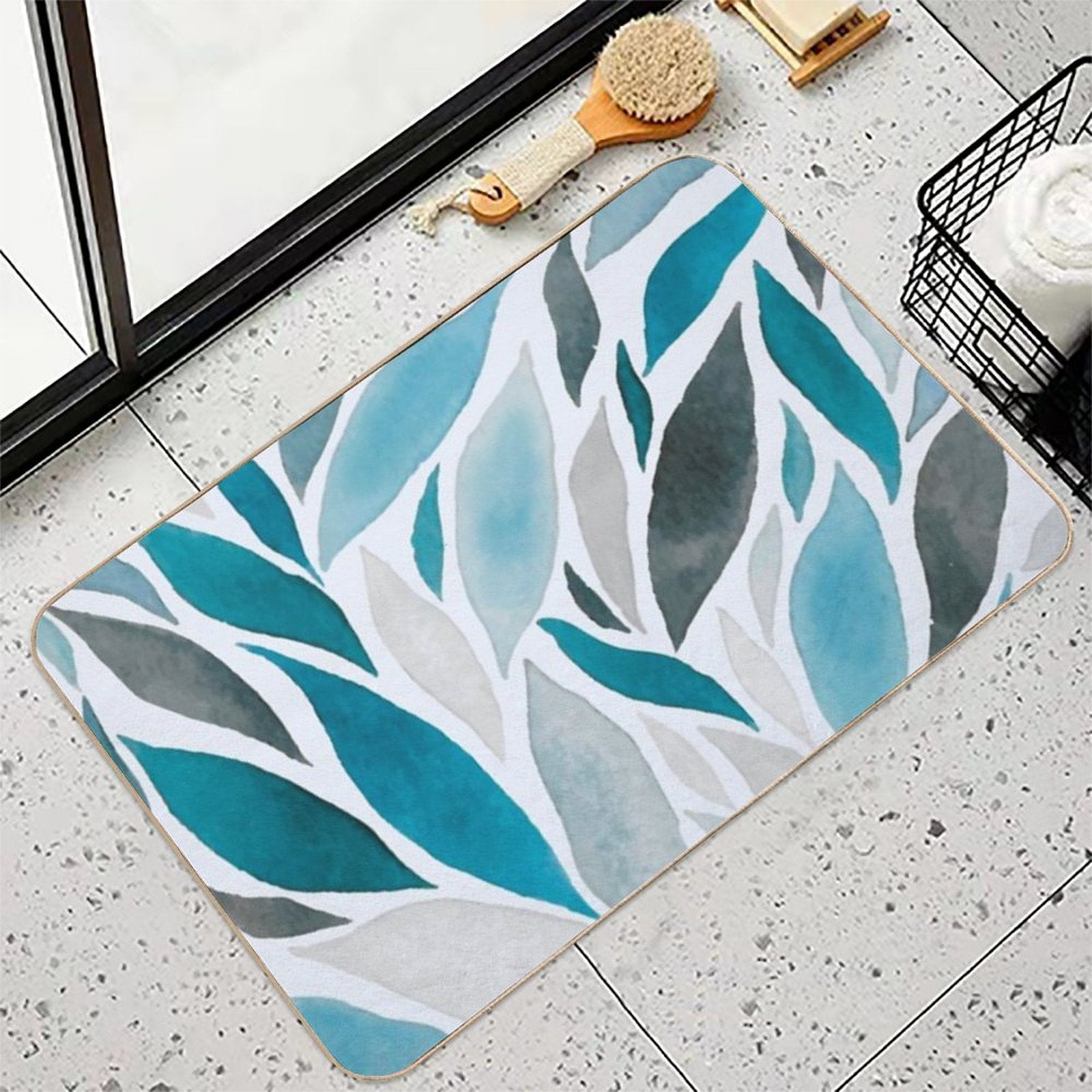 Abstract Leaf  Odorless Bath Mat