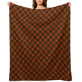 Brown And Orange Distorted Warped Checkerboard Pattern III Compact Throw Blanket